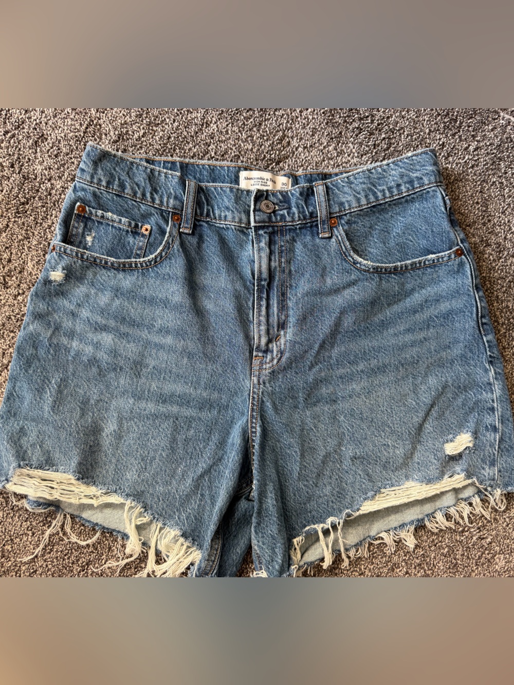 Abercrombie & Fitch Light Blue Relaxed Denim Shorts